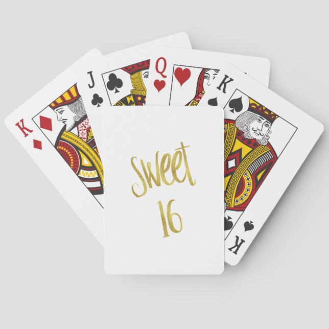 Sweet 16 Quote Imitate Gold Glitzer Hintergrund Spielkarten (Rückseite)