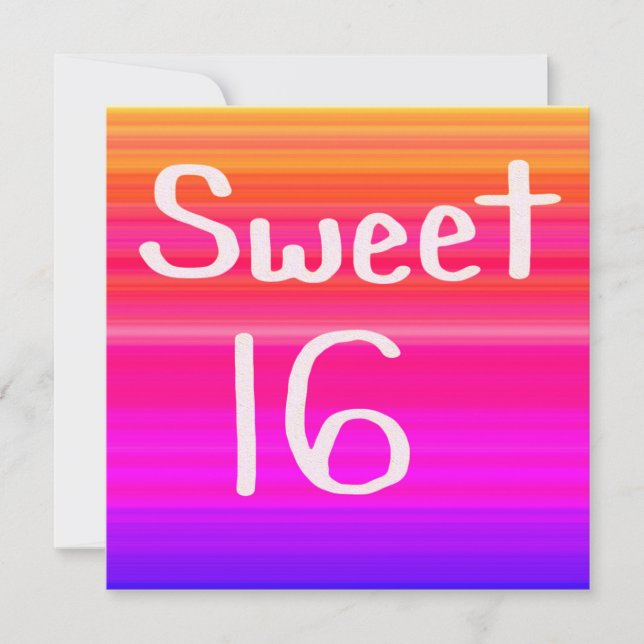 Sweet 16 Rainbow Einladung (Vorderseite)
