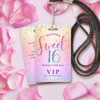 Sweet 16 Rainbow Glitzer Ombre Birthday VIP Pass