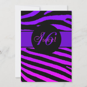 Sweet 16 rayures zébrées brillantes invitations an