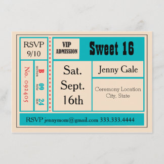 Sweet 16 Retro Concert Invitation