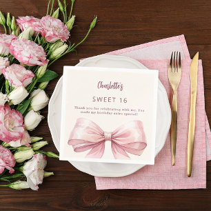Sweet 16 rosa Bugcreme Vielen Dank Serviette