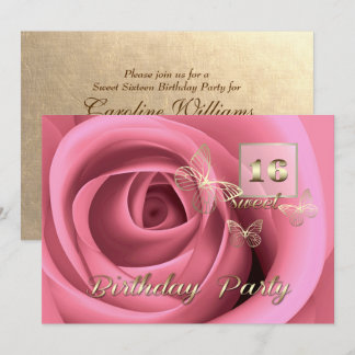 Sweet 16. Rosa Geburtstagsparty Einladung