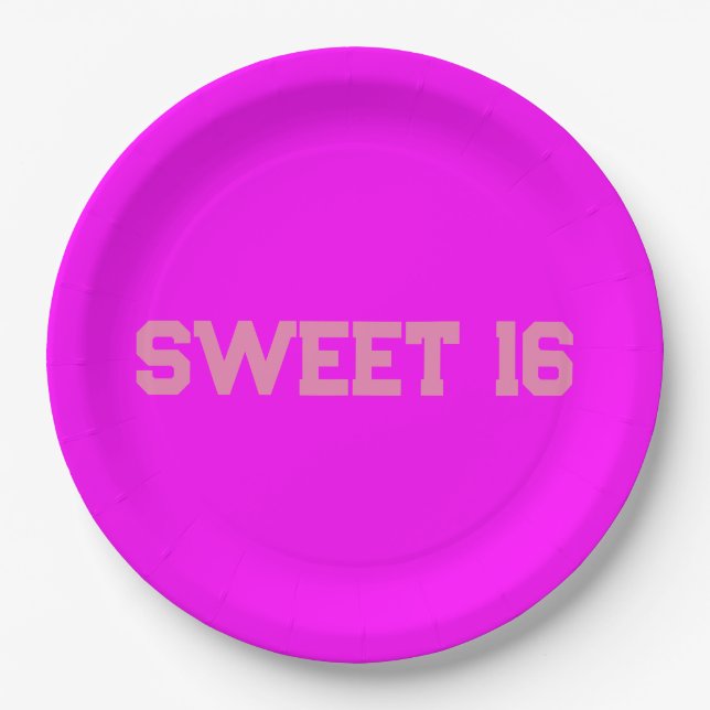 Sweet 16 Rosa Magenta  Pappteller (Vorderseite)