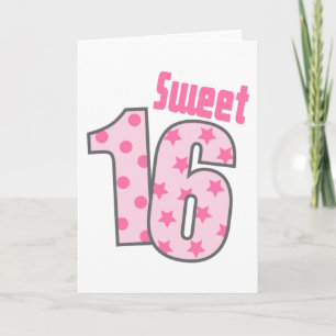 Sweet 16 (rosa Punkte und Sterne) Karte