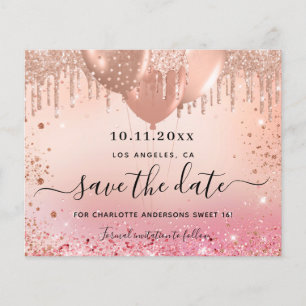 Sweet 16 rosa Rosengold Save the Date Flyer