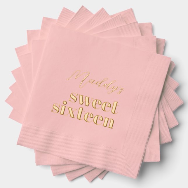 Sweet 16 Rosa und Gold Foil Stamps Servietten Mit Folie (Insitu (Gestapelt))