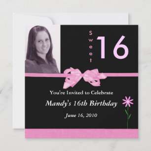 Sweet 16 Rosa und Schwarze Einladungen