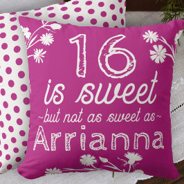 Sweet 16 Rosa, weiße Blume Personalisiert Kissen