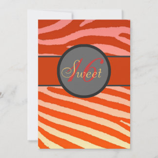 Sweet 16 rosa Zebrastreifen Einladung