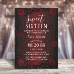 Sweet 16 Rose Blume & Thorn Burgundy Red Glitzer Einladung<br><div class="desc">Sweet 16 Rose Blume & Thorn Burgund Roter Glitzer Geburtstag Einladungen.</div>