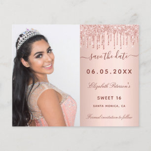 Sweet 16 Rose errötet Foto QR Haushalt Save the Da Flyer