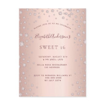 Sweet 16 Rose Gold Diamanten glamourös Einladung