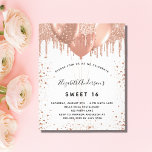 Sweet 16 Rose gold errush Glitzer Haushaltsausschr Flyer<br><div class="desc">Bitte beachten Sie, dass diese Einladung auf Flyer Papier und sehr dünn ist. Umschläge sind nicht enthalten. Für dickere Einladungen (gleiche Gestaltung) besuchen Sie bitte unseren Shop. Für einen eleganten Sweet 16, 16. Geburtstag. vorne: Ein stilvoller weißer Hintergrund. Dekoriert mit Rose Gold, Imitat Glitzer Tropfen, Farbe Tropfen Look und Ballons....</div>