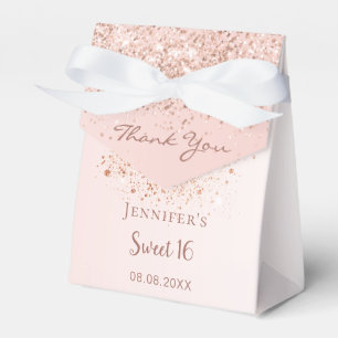 Sweet 16 Rose Gold Glitzer rot Rosa Vielen Dank Geschenkschachtel