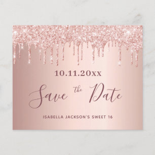 Sweet 16 Rose Gold Glitzer Save the Date Flyer