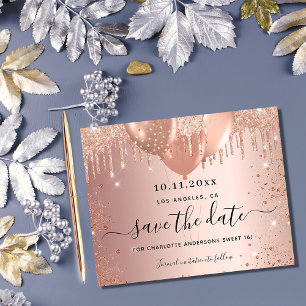 Sweet 16 Rose Gold Glitzer Save the Date Flyer
