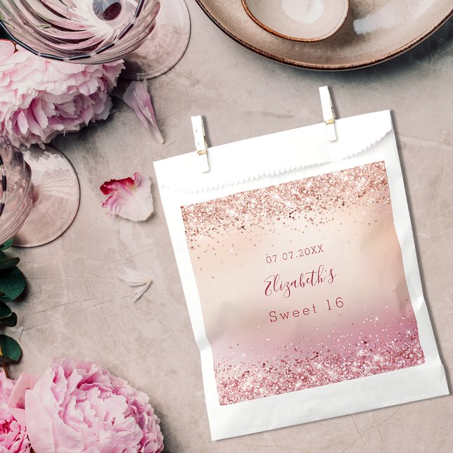 Sweet 16 Rose Gold Rosa Glitzern Geschenktütchen (Von Creator hochgeladen)