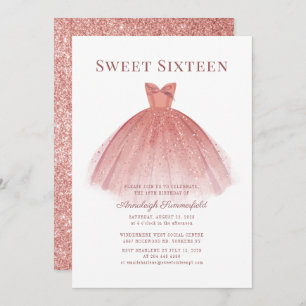 Sweet 16 Rose Gold Script Modern Einladung