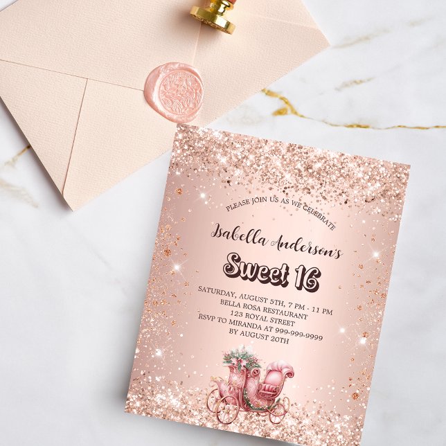 Sweet 16 Rose Gold Transport Budget Einladung Flyer (Von Creator hochgeladen)