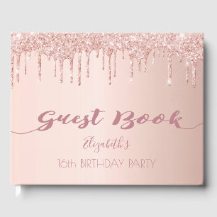 Sweet 16 Rose Gold Tropfen rosa Gästebuch