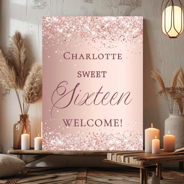 Sweet 16 rose gold welcome  poster (Von Creator hochgeladen)