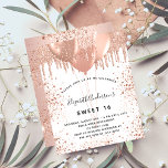 Sweet 16 Rose Goldballons - Einladung<br><div class="desc">Für einen eleganten Sweet 16,  16. Geburtstag. vorne: Ein stilvoller weißer Hintergrund. Mit Rose Gold,  Tropfen,  Tropffarbe und Ballons dekoriert. Personalisieren und fügen Sie Namen,  Alter und Party Details hinzu. Der Name ist mit einem handgeschriebenen Stil Skript Back: eine Rose Gold Imitate metallisch aussehen Hintergrund und Glitzer Staub.</div>