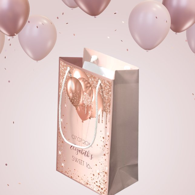 SWEET 16 Rose Goldblütenballons Glitzer Kleine Geschenktüte (Von Creator hochgeladen)