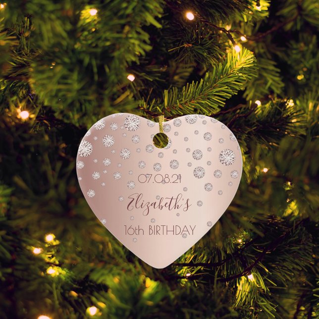 Sweet 16 Rose Golddiamanten Keramik Ornament (Von Creator hochgeladen)