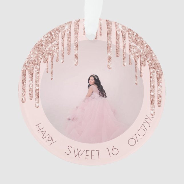 Sweet 16 rose or parties scintillant gouttes photo (devant)