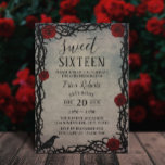 Sweet 16 Rose & Thorn Vintag Messe Geburtstag Einladung<br><div class="desc">Sweet 16 Rote Rose & Thorn Vintag Messe Geburtstag Einladungen.</div>