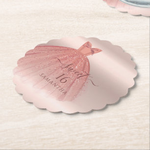 Sweet 16 Roségold Moderne Schrift Glam Geburtstag Untersetzer
