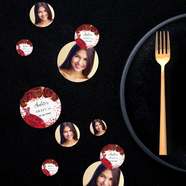 Sweet 16 Rot Kleid Blume Weiß Foto Konfetti (Von Creator hochgeladen)