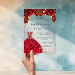 Sweet 16 rote Rosen kleiden Glitzer klar Acryleinladungen<br><div class="desc">Für eine elegante Sweet 16,  Ein klarer,  transparenter Hintergrund. Dekoriert mit rote Rosen,  Glitzern und einem roten Kleid. Personalisieren Sie Ihren Namen und Ihre Party-Daten und fügen Sie diese hinzu.</div>