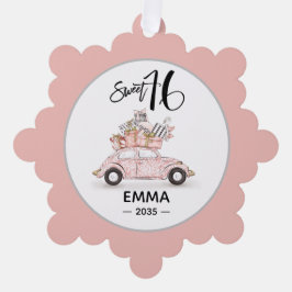 Sweet 16 Script Photo Bestie Snowflake Ornament