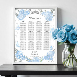 Sweet 16 Seating Chart signieren dufte blaue Schme Poster