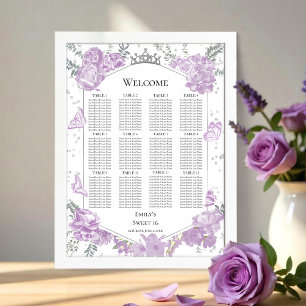 Sweet 16 Seating Chart Signieren Lavendelbutterfly Poster
