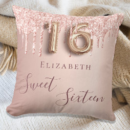 Sweet 16. sechzehn 16 Rose Gold Glitzer Monogramm Kissen