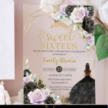 Sweet 16 Sechzehn Black Dress Lilac Floral Gold