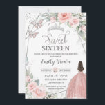 Sweet 16 Sechzehn Blush Pink Floral Silber Geburts Einladung<br><div class="desc">Personalisieren Sie diese hübsche Sweet 16 Birthday Einladung mit eigener Formulierung einfach und schnell,  einfach auf den Knopf Anpassen,  um den Stil und die Platzierung des Textes weiter zu ordnen und zu formatieren. Passende Artikel im Shop erhältlich! c) Das glückliche Cat Studio</div>