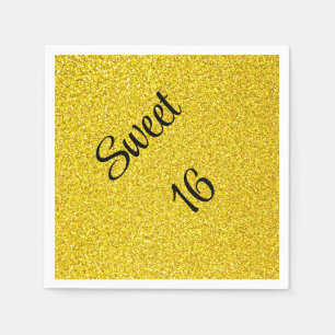 Sweet 16 Sechzehn Gold Glitzer Geburtstagsparty Serviette