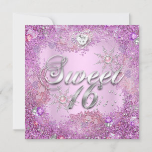 Sweet 16 Sechzehn Hübsch Pink Pearl Snowflake 2 Einladung