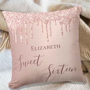 Sweet 16. sechzehn Mädchen 16 Rose Gold Glitzer Kissen