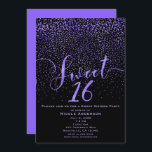 SWEET 16 Sechzehn moderne Confetti Lila & Schwarz Einladung<br><div class="desc">SWEET 16 Sechzehn moderne Confetti Lila- & Schwarz-Einladungen.</div>