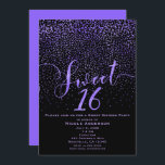 SWEET 16 Sechzehn moderne Confetti Lila & Schwarz Einladung<br><div class="desc">SWEET 16 Sechzehn moderne Confetti Lila- & Schwarz-Einladungen.</div>
