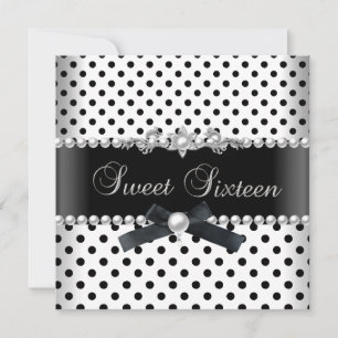Sweet 16 Sechzehn Schwarzer Spot Silver White Einladung