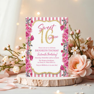 Sweet 16, Sechzehnter Geburtstag, rosa, Einladung