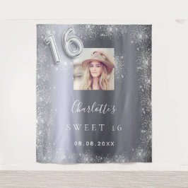 Sweet 16 silber Foto Glitzer Staub willkommen Wandteppich