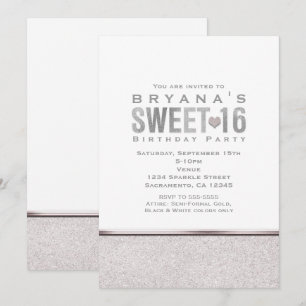 SWEET 16 Silber Glanz Glamour Party Einladungen