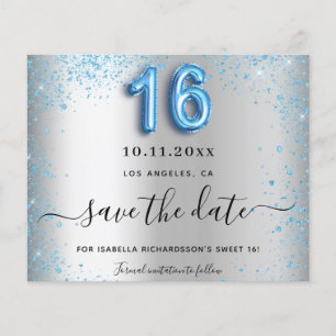 Sweet 16 silberblauer Glitzer Haushalt Save the Da Flyer